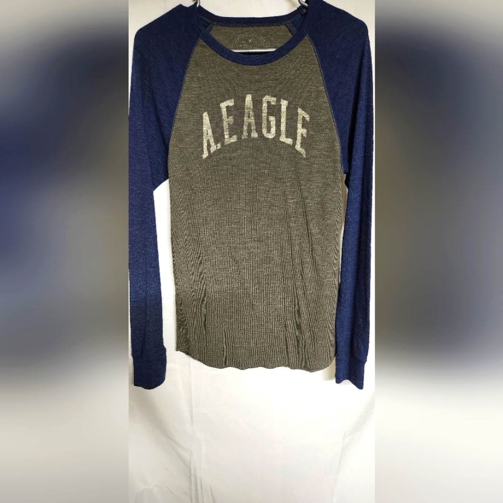 American Eagle Outfitters Navy and Charcoal Knit Top